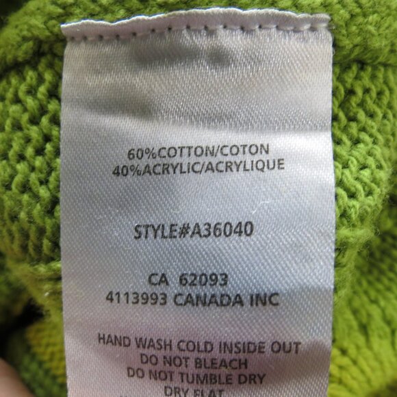 Alison Sheri Chartreuse Turtleneck Cotton Blend Chunky Cable Knit Size Small - Picture 9 of 10